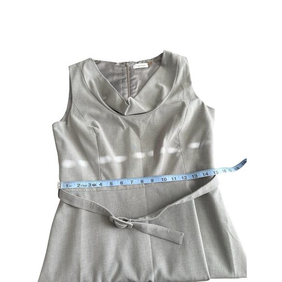 Calvin Klein‎ Dress Gray Office Business Career Belted Cowl Neck Sheath Size 10 - Picture 10 of 12